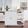 Kitchen Island Cart Wood Kitchen Islands with Large Trolley Cart with Large Cabinet, Towel Rack, Kitchen and Dining Room Utensils Organizer on Wheels(