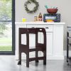 Kitchen Helper Step Stool for Kids and Toddlers, Children Standing Tower for Kitchen Counter, Wooden Toddler Two-Step Learning Stool(D0102HPSSY7)