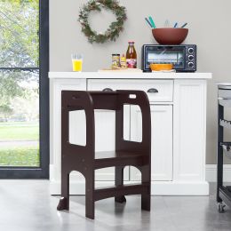 Kitchen Helper Step Stool for Kids and Toddlers, Children Standing Tower for Kitchen Counter, Wooden Toddler Two-Step Learning Stool(D0102HPSSY7)