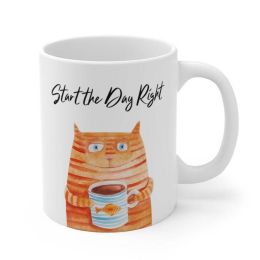 Start the Day Right Cat Holding Goldfish Coffee Tea Mug(D0102HPW32Y)