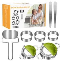 Dumpling maker stainless steel dumpling mold set, suitable for Ravioli making machine Pastry filling DIY handmade 8-piece kitchen set(D0102HPZ0QA)