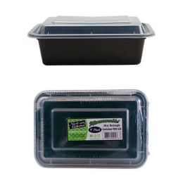 8" x 6" Rectangle Microwaveable Containers - Black - 4-Packs - Nicole Home Collection Case Pack 36(D0102HXEG7Y)