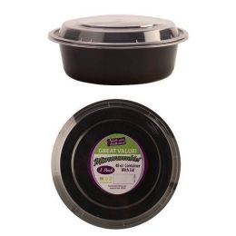 9" Round Deep Microwaveable Containers - Black - 3-Packs - Nicole Home Collection Case Pack 36(D0102HXEGPY)