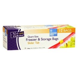 Quart - Slide Tab - Freezer/Storage Bags - 12-Packs - Nicole Home Collection Case Pack 48(D0102HXEQ2U)