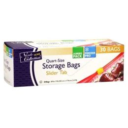 Quart- Slide Tab - Freezer/Storage Bags - 30-Packs - Nicole Home Collection Case Pack 24(D0102HXEQGA)