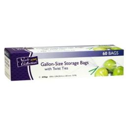 Gallon - Food Storage Bags with Ties - 60-Packs - Nicole Home Collection Case Pack 24(D0102HXEQRV)