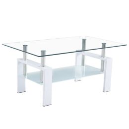 110*60*45.5cm Double-Glazed Dining Table Stainless Steel Table Legs(D0102HXQRGX)