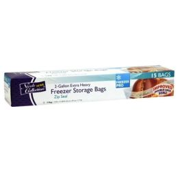 2 Gallon - Zip Seal - Freezer/Storage Bags - Extra Heavy - 15-Packs - Nicole Home Collection Case Pack 24(D0102HXRI1W)