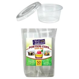 2 oz. Portion Cups with Lids - Clear - 50 Sets - Nicole Home Collection Case Pack 24(D0102HXRI67)