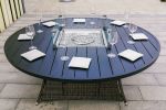 Brown Wicker Patio Firepit  Dining Table (Table Only)(D0102HXV1K2)