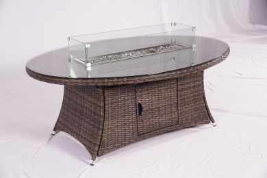 Brown Wicker Patio Firepit  Dining Table (Table Only)(D0102HXV1KX)