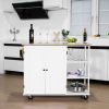 Kitchen Island Cart Wood Kitchen Islands with Large Trolley Cart with Large Cabinet, Towel Rack, Kitchen and Dining Room Utensils Organizer on Wheels(