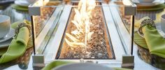 Brown Wicker Patio Firepit  Dining Table (Table Only)(D0102HPKKGY)