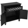 29.5'' Accent Storage Cabinet Wooden Cabinet with Decorative Mirror Door, Modern Sideboard for Entryway, Living Room(D0102HPKD07)