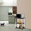 Baker's Rack 3-Tier Kitchen Utility Microwave Oven Stand Storage Cart Workstation Shelf(Vintage Board Top Black Metal Frame) RT(D0102HEC8CV)