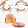 2PCS Cork Coasters Wooden Cup Mats Drinks Holder Placemats Table Decor(D0101HXZIJU)