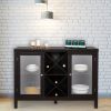 FCH Transparent Double Door with X-shaped Wine Rack Sideboard Entrance Cabinet Brown RT(D0102HP80DU)