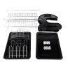 Multifunctional Dual Layers Bowls & Dishes & Chopsticks & Spoons Collection Shelf Dish Drainer Black(D0102HHVIDY)