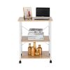 Baker's Rack 3-Tier Kitchen Utility Microwave Oven Stand Storage Cart Workstation Shelf(Vintage Board Top Black Metal Frame) RT(D0102HEC8CW)