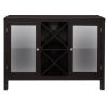FCH Transparent Double Door with X-shaped Wine Rack Sideboard Entrance Cabinet Brown RT(D0102HP80DU)