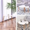 Nesting Coffee Tables Set of 2, Modern Furniture Decor Side End Table for Living Room, Office, Balcony, Easy Assembly, Triangle, White/Rubber Wood Leg