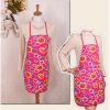 Creative Kitchen Women's Chefs Cooking Cook Apron With Circles, Rose Red(D0101HXZEXG)