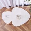 Nesting Coffee Tables Set of 2, Modern Furniture Decor Side End Table for Living Room, Office, Balcony, Easy Assembly, Triangle, White/Rubber Wood Leg