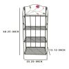 Four Tier Metal Foldable Bakers Rack with Flower Motifs, Black(D0102H7IZBY)