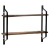 2 Tiers Floating Shelves Wall Mounted Industrial Wall Shelves for Living Room Bedroom Kitchen Entryway Wood Storage Shelf--YS(D0102HPDW6A)