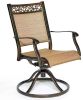 Swivel Rocker Chair, Cast Aluminum All-Weather Comfort Club Sling Arm Patio Dining Chair 2 Pcs/Set(D0102HEVN4V)