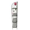 Four Tier Metal Foldable Bakers Rack with Flower Motifs, Black(D0102H7IZBY)