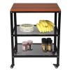 3-Tier Kitchen Microwave Cart, Rolling Kitchen Utility Cart, Standing Bakers Rack Storage Cart with Metal Frame for Living Room Brown(D0102HPDWI7)