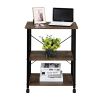 Baker's Rack 3-Tier Kitchen Utility Microwave Oven Stand Storage Cart Workstation Shelf(Vintage Board Top Black Metal Frame) RT(D0102HEC8VU)