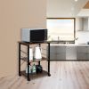 Baker's Rack 3-Tier Kitchen Utility Microwave Oven Stand Storage Cart Workstation Shelf(Vintage Board Top Black Metal Frame) RT(D0102HEC8VU)
