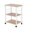 Baker's Rack 3-Tier Kitchen Utility Microwave Oven Stand Storage Cart Workstation Shelf(Vintage Board Top Black Metal Frame) RT(D0102HEC8CW)