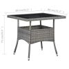 Outdoor Dining Table Gray Poly Rattan and Glass(D0102HHHT9X)