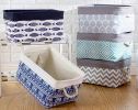 Fabric Portable Storage Basket Kitchen Snack Toy Debris Storage Box, Gray Ripple(D0101HRFTGY)