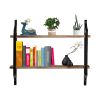 2 Tiers Floating Shelves Wall Mounted Industrial Wall Shelves for Living Room Bedroom Kitchen Entryway Wood Storage Shelf--YS(D0102HPDW6A)