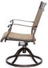 Swivel Rocker Chair, Cast Aluminum All-Weather Comfort Club Sling Arm Patio Dining Chair 2 Pcs/Set(D0102HEVN4V)