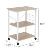 Baker's Rack 3-Tier Kitchen Utility Microwave Oven Stand Storage Cart Workstation Shelf(Vintage Board Top Black Metal Frame) RT(D0102HEC8CW)