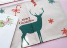 2 Pieces Of Simple Cartoon Linen Place Mat, Beige And Green Cartoon Deers(D0101HR4IU7)