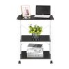 Baker's Rack 3-Tier Kitchen Utility Microwave Oven Stand Storage Cart Workstation Shelf(Vintage Board Top Black Metal Frame) RT(D0102HEC8CV)