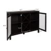 FCH Transparent Double Door with X-shaped Wine Rack Sideboard Entrance Cabinet Brown RT(D0102HP80DU)