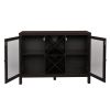 FCH Transparent Double Door with X-shaped Wine Rack Sideboard Entrance Cabinet Brown RT(D0102HP80DU)