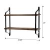 2 Tiers Floating Shelves Wall Mounted Industrial Wall Shelves for Living Room Bedroom Kitchen Entryway Wood Storage Shelf--YS(D0102HPDW6A)
