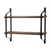 2 Tiers Floating Shelves Wall Mounted Industrial Wall Shelves for Living Room Bedroom Kitchen Entryway Wood Storage Shelf--YS(D0102HPDW6A)