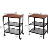 3-Tier Kitchen Microwave Cart, Rolling Kitchen Utility Cart, Standing Bakers Rack Storage Cart with Metal Frame for Living Room Brown(D0102HPDWI7)