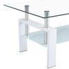 110*60*45.5cm Double-Glazed Dining Table Stainless Steel Table Legs(D0102HXQRGX)