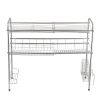 Over Sink Dish Rack, 2 Tier Stainless Steel Dish Rack Rustproof Durable Above Kitchen Sink Shelf Dish Drainer, Silver(D0102HEVGCY)