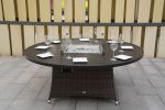 Brown Wicker Patio Firepit  Dining Table (Table Only)(D0102HXV1K2)